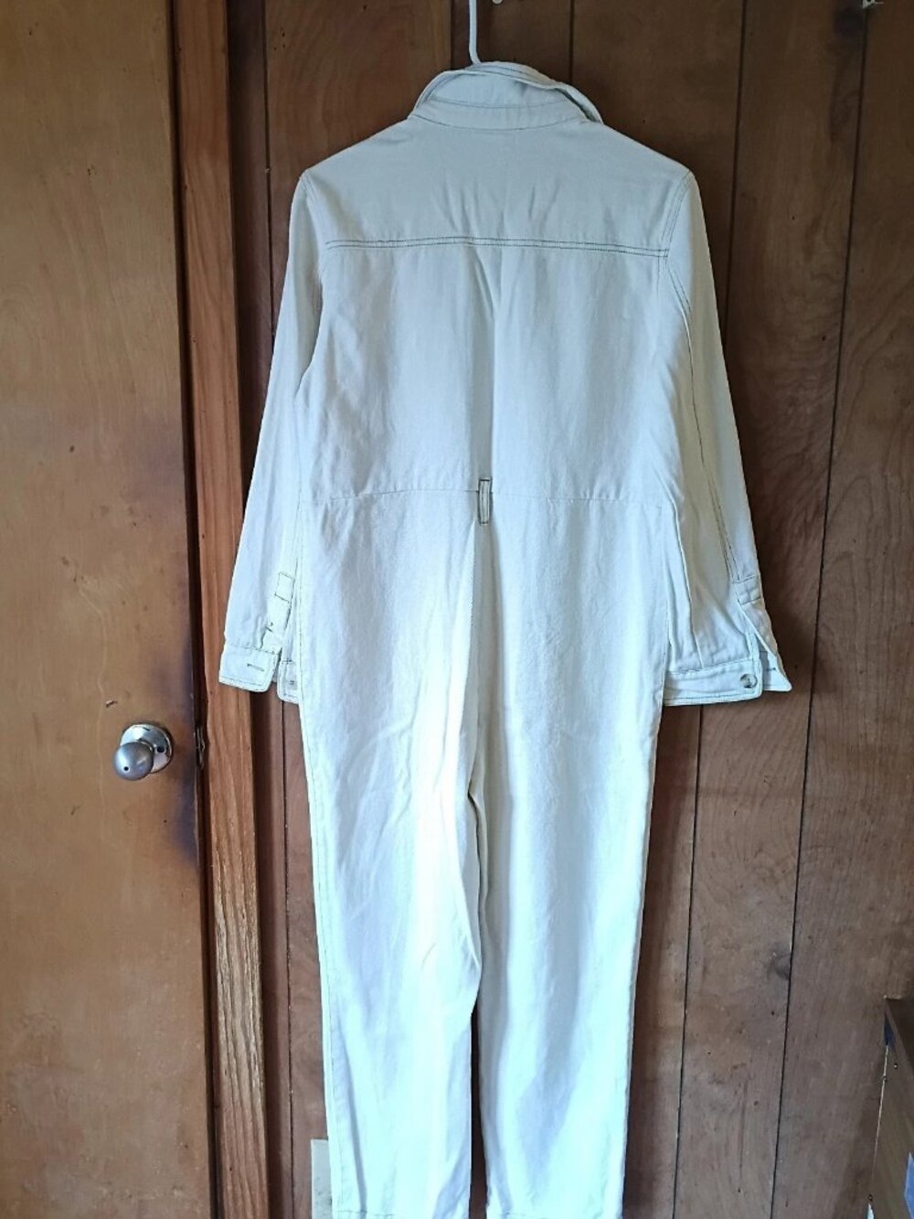 By Together 100% Cotton Cream Utility Jumpsuit Size M Button Front Boilersuit - Picture 6 of 6